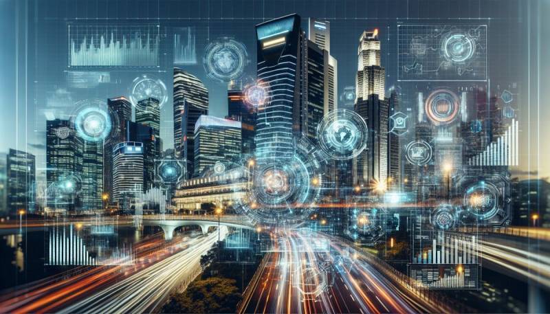 KI analysiert Börsendaten auf einer futuristischen digitalen Schnittstelle